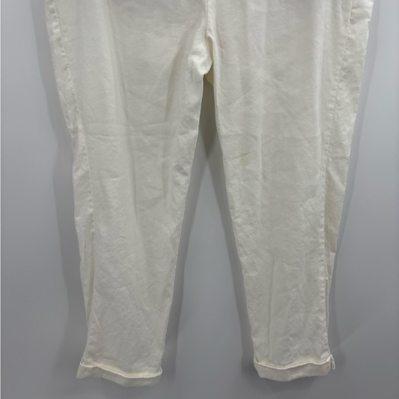 J.Jill Linen Stretch Boho White Straight Cuffed Bottom Leg Pants Large Petite LP - Picture 11 of 15